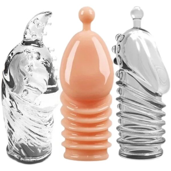 Préservatif point G réutilisable 3D en cristal pour homme, bâton de dents de loup avec épines, manches de pénis, jouets sexuels à pointes pour Couple, Sex Shop pour adultes