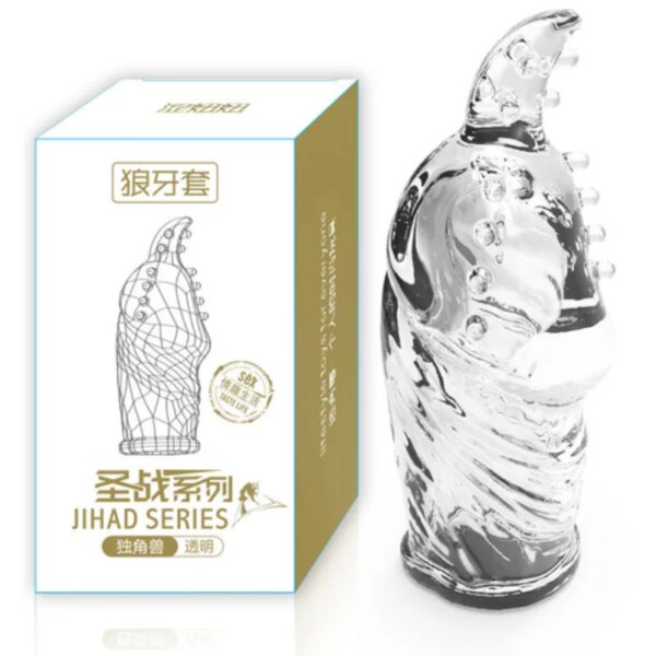 Préservatif point G réutilisable 3D en cristal pour homme, bâton de dents de loup avec épines, manches de pénis, jouets sexuels à pointes pour Couple, Sex Shop pour adultes – Image 6