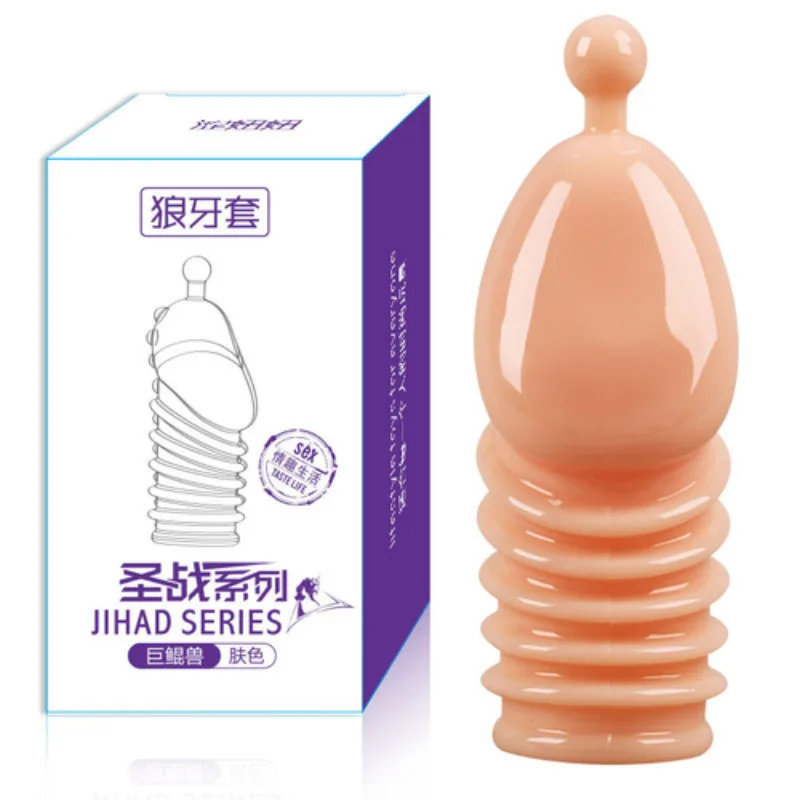 Préservatif point G réutilisable 3D en cristal pour homme, bâton de dents de loup avec épines, manches de pénis, jouets sexuels à pointes pour Couple, Sex Shop pour adultes