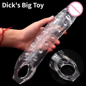 Manchon de pénis grande taille 28cm, extension de pénis 6cm, préservatif réutilisable, jouets sexuels pour hommes, retarde l'éjaculation