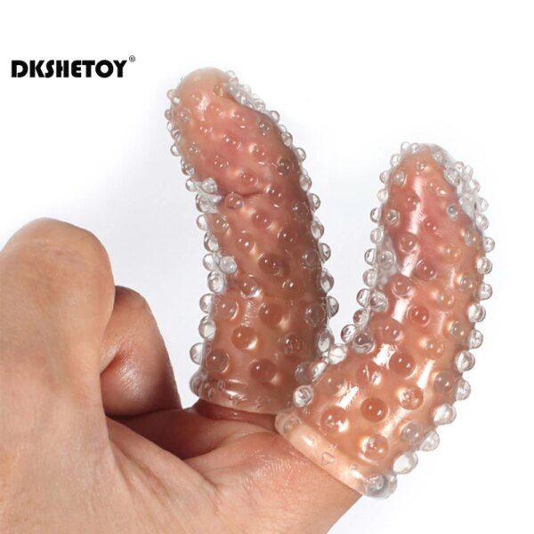 Préservatifs à manchon de doigt Massage du point G Masturbation adulte sexe préservatif exotique particules flirtant femmes préliminaires Plug Anal jouets sexuels – Image 4