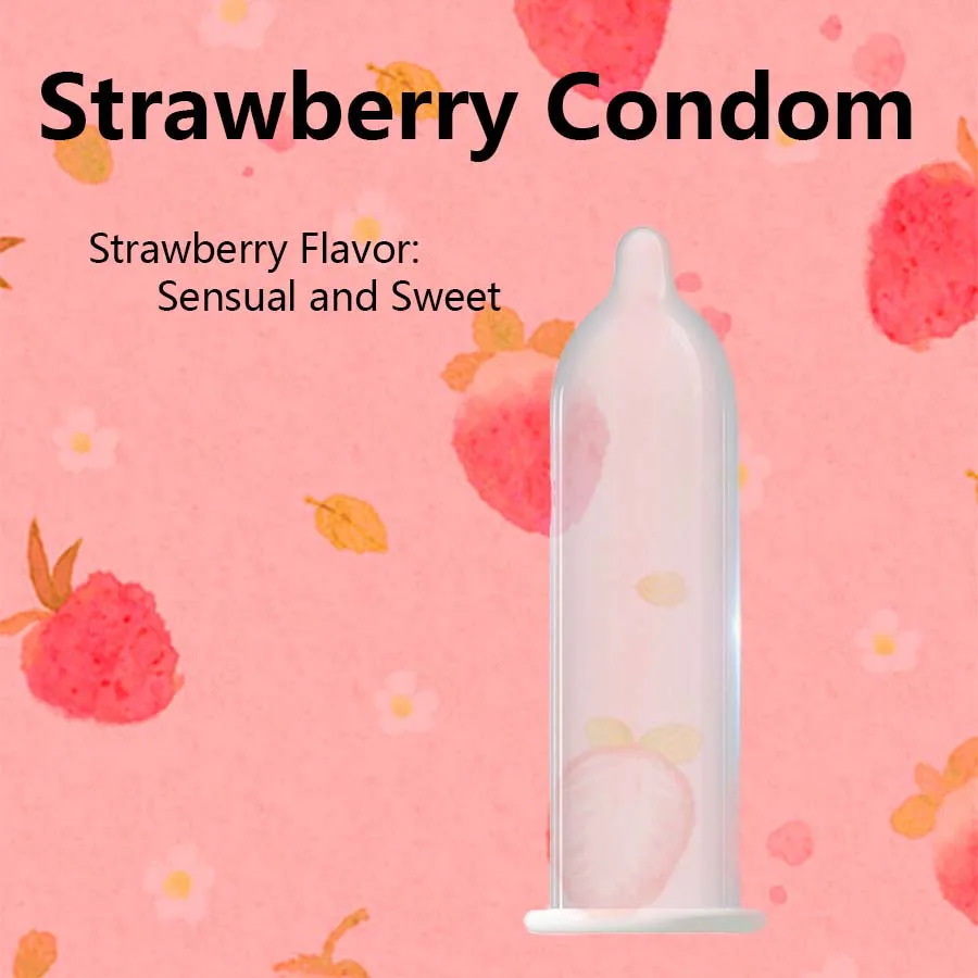 Préservatifs Ultra fins saveur fraise, 10 pièces, Condone intime, manchon de pénis en Latex naturel Super lubrifié pour adultes de 18 ans et plus, jouets sexuels