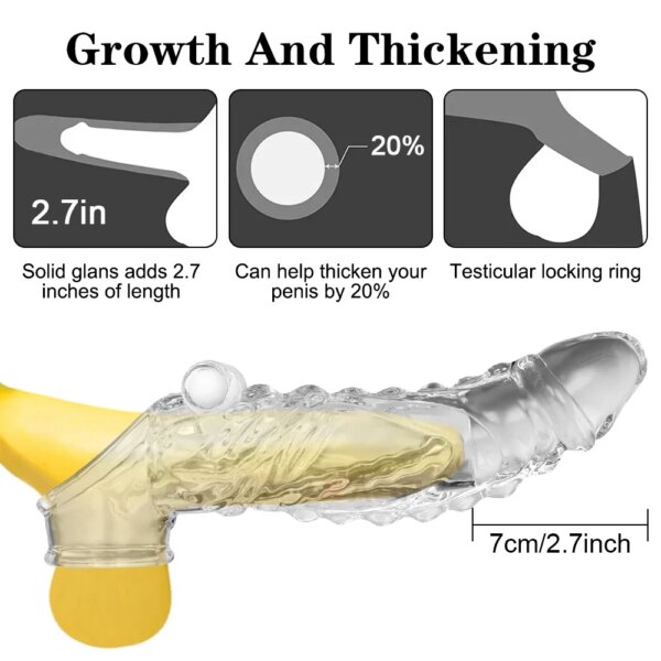 Extension de pénis en Silicone, manchon de gode, gland réutilisable, retarde l'éjaculation, préservatif, jouets sexuels pour adultes, vibrateur pour hommes et Couples – Image 2