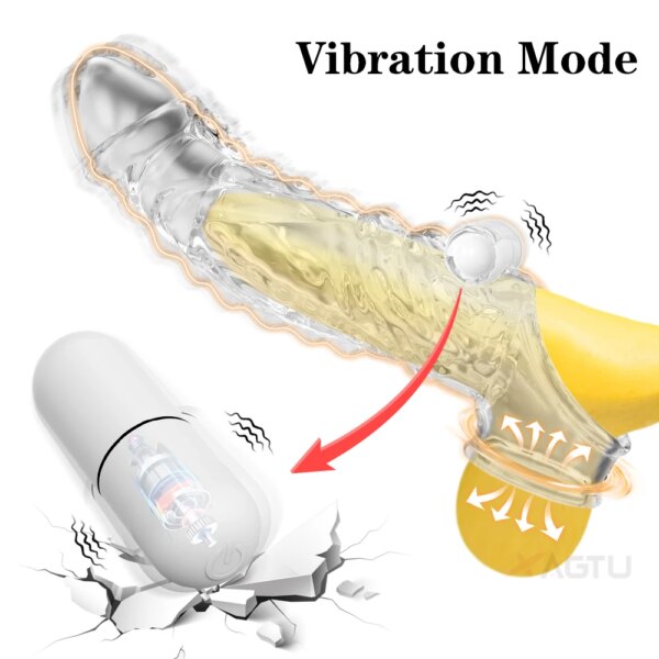 Extension de pénis en Silicone, manchon de gode, gland réutilisable, retarde l'éjaculation, préservatif, jouets sexuels pour adultes, vibrateur pour hommes et Couples – Image 5