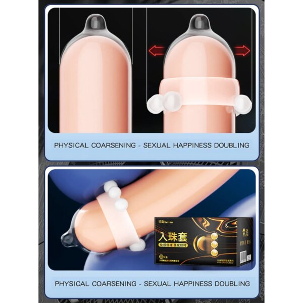 Préservatif surdimensionné avec perles, 10 pièces, manches de pénis allongées, jouet sexuel adulte pour hommes, préservatif Ultra fin pointillé, Sexshop – Image 2