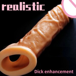 Manchon de pénis réaliste de 21cm, grand manchon d'agrandissement du pénis, extension de pénis, verrouillage, préservatif de sperme, jouets sexuels pour hommes, produits sexuels