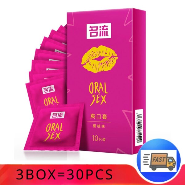 30 pièces en Latex naturel sexe Oral Ccondom saveur de cerise jouets sexuels Ultra mince pipe préservatif en caoutchouc sans huile produits érotiques pour les Couples