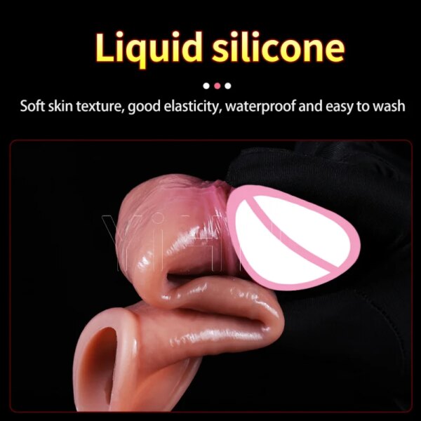 Préservatifs En Silicone Pour Hommes, Retardateur D'Éjaculation, Jouets Sexuels, Rehausseur De Pénis, Extension, Préservatif Réutilisable, Machine Sexuelle, Maturbateur Masculin – Image 4