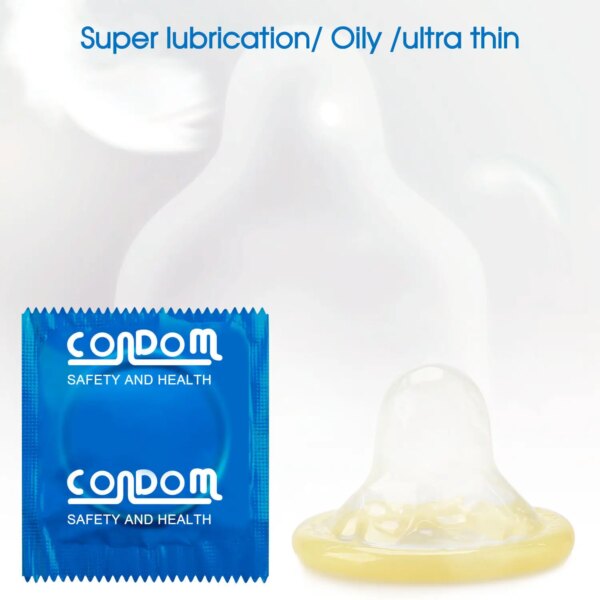 Préservatif à l'acide hyaluronique, 50 pièces, lubrification en Latex naturel, retard Ultra fin, fournitures de contraception, jouet sexuel pour adultes – Image 3