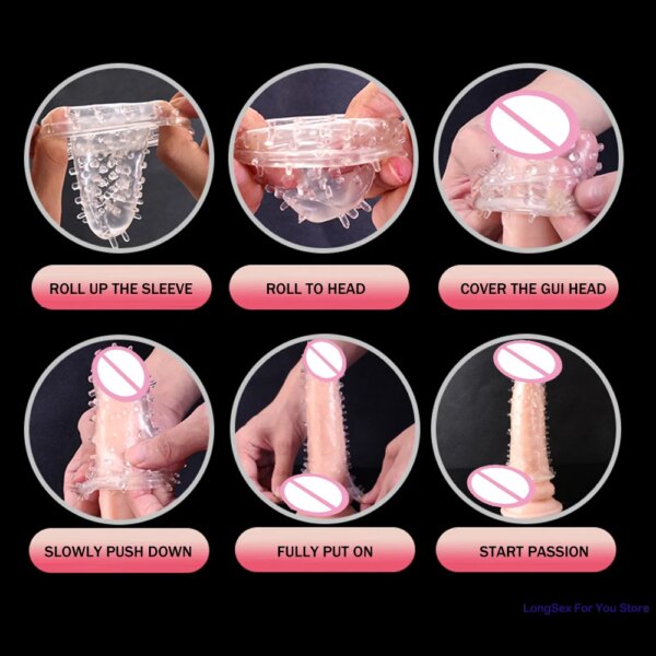 Préservatifs spéciaux jouets sexuels pour adultes pour homme Sensation femme point G préservatifs de Stimulation vaginale Sophora Viciifolia pointe manchon de pénis – Image 5
