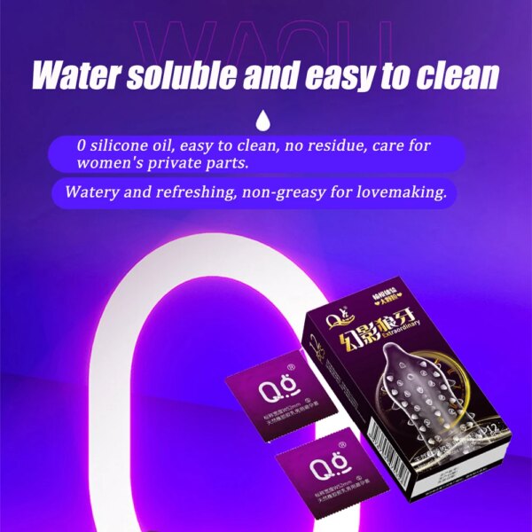 12 pièces grand préservatif à granulés dents de loup barbelé mâle Stimulation granulaire femmes Contraception pénis manches produits sexuels adulte – Image 3