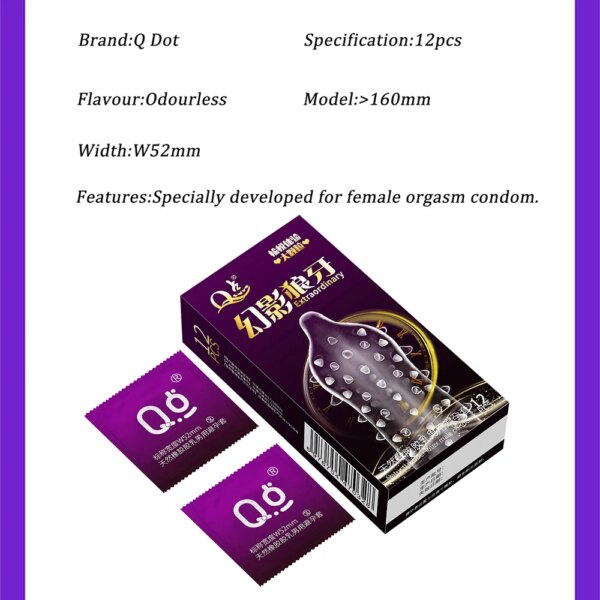 12 pièces grand préservatif à granulés dents de loup barbelé mâle Stimulation granulaire femmes Contraception pénis manches produits sexuels adulte – Image 6