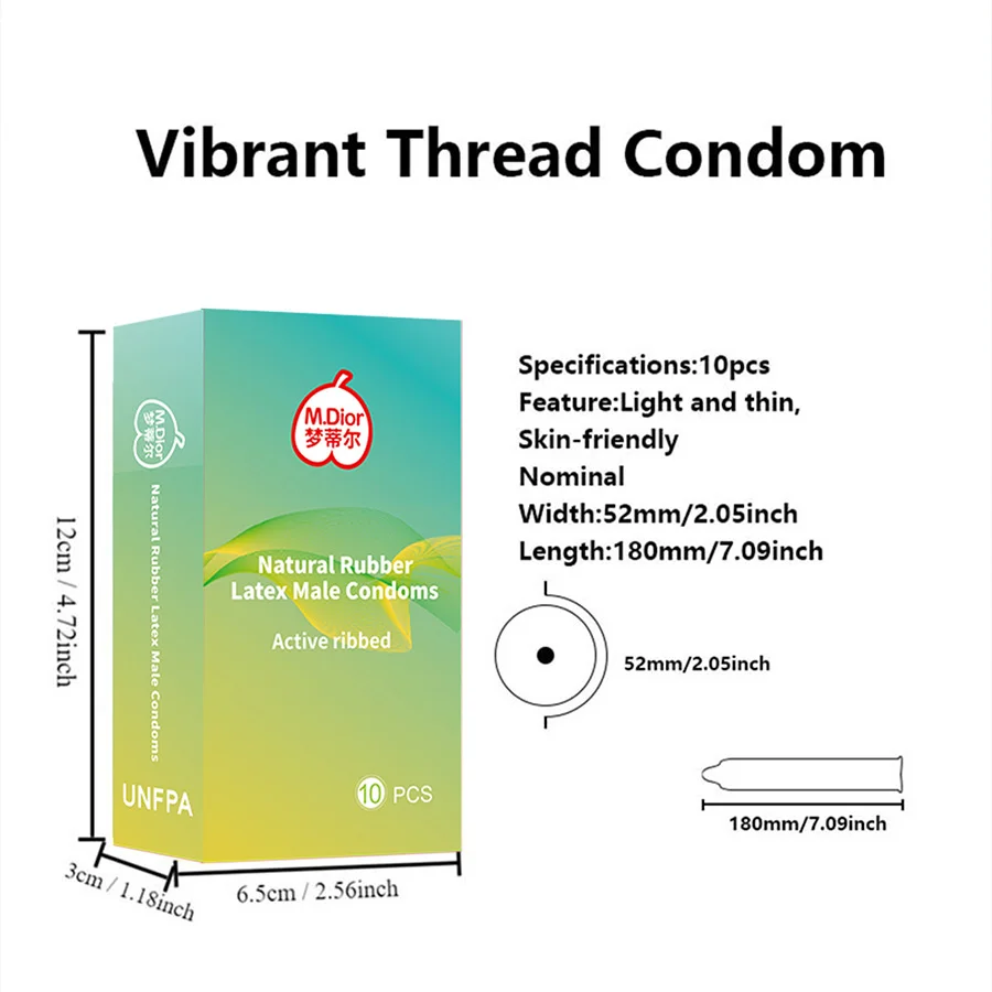 Préservatifs filetés 10 pièces, préservatif sexuel sûr, préservatif lubrifiant fileté ultra-fin et durable, condoms gel naturels, préservatifs masculins