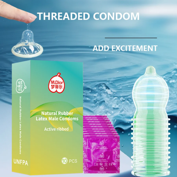 Préservatifs filetés 10 pièces, préservatif sexuel sûr, préservatif lubrifiant fileté ultra-fin et durable, condoms gel naturels, préservatifs masculins