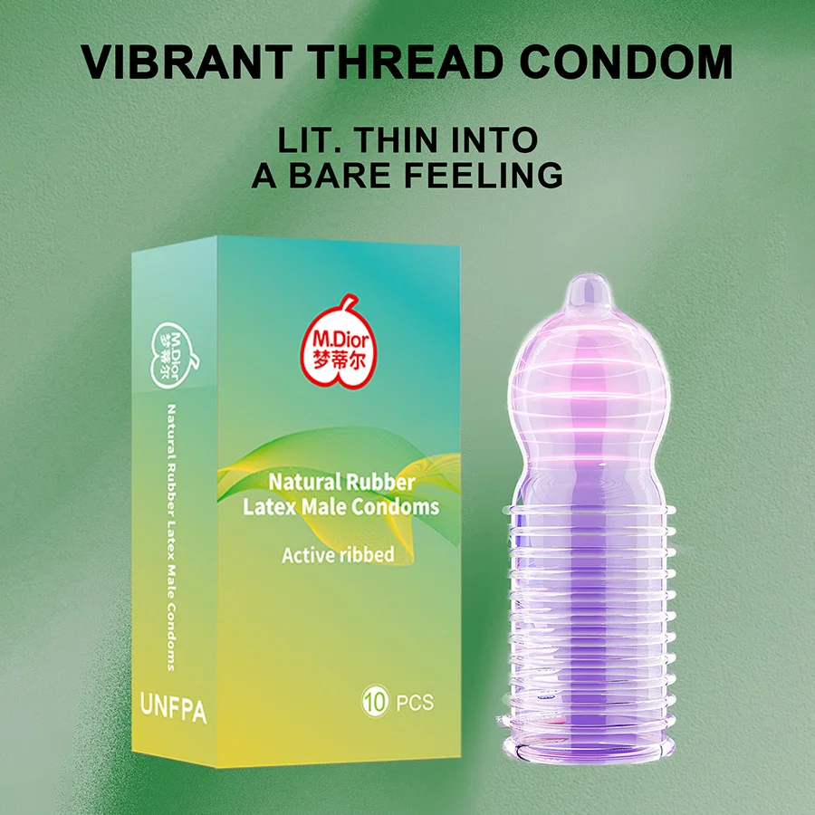 Préservatifs filetés 10 pièces, préservatif sexuel sûr, préservatif lubrifiant fileté ultra-fin et durable, condoms gel naturels, préservatifs masculins