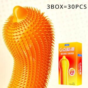 Jouet sexuel ConGenre pour éjaculation retardée longue durée, 30 pièces, en caoutchouc mince, grands manches pointillées pour pénis, produits pour adultes 7.0
