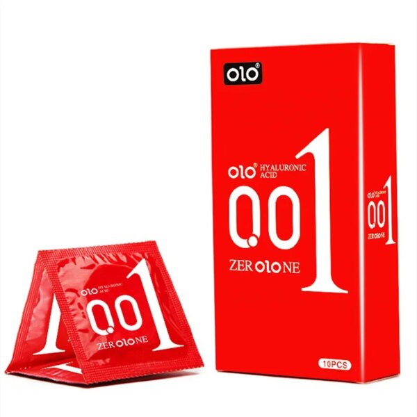 OLO 10 pièces préservatif à l'acide hyaluronique 001 préservatif Ultra mince à grandes particules produits sexuels pour adultes huile complète jouets sexuels lisses Condones – Image 3