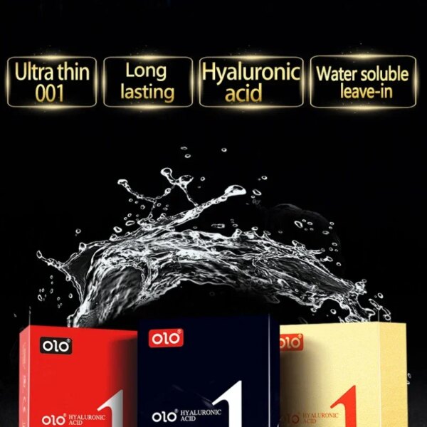 OLO 10 pièces préservatif à l'acide hyaluronique 001 préservatif Ultra mince à grandes particules produits sexuels pour adultes huile complète jouets sexuels lisses Condones – Image 6