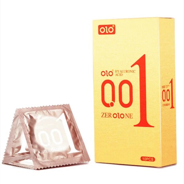 OLO 10 pièces préservatif à l'acide hyaluronique 001 préservatif Ultra mince à grandes particules produits sexuels pour adultes huile complète jouets sexuels lisses Condones – Image 4