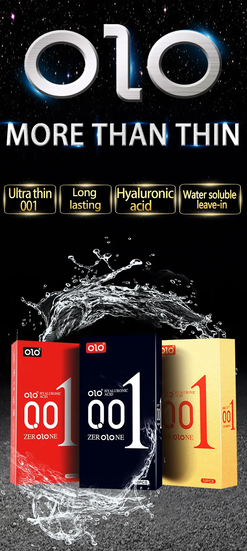 OLO 10 pièces préservatif à l'acide hyaluronique 001 préservatif Ultra mince à grandes particules produits sexuels pour adultes huile complète jouets sexuels lisses Condones