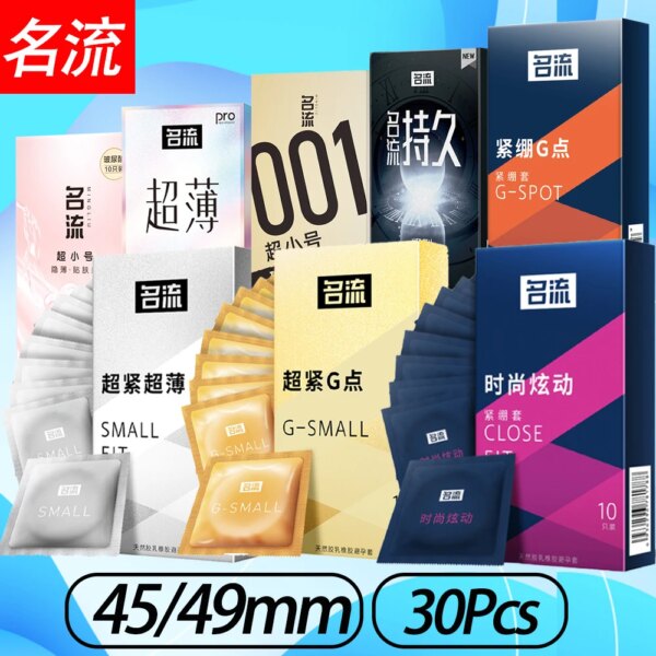 Préservatifs Ultra fins pour hommes, 30 pièces, Anti-chute, 45mm 49mm, manchon de pénis de petite taille, jouets sexuels Slim Fit, outils sexuels pour Couples