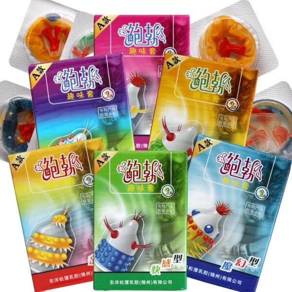 Préservatifs pour hommes, produits sexuels pour adultes, Stimulation vaginale du point G féminin, jouets sexuels, manchon de pénis à pointes, manchon de coq aléatoire, 5 pièces – Image 5