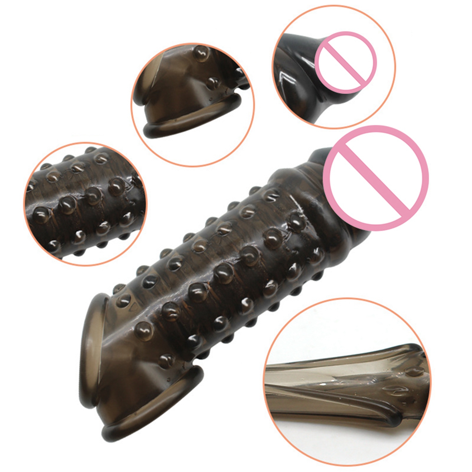 Préservatifs de pénis réutilisables, anneaux d'extension, retarde l'éjaculation, manchons de coq, couverture de gland en Silicone, jouets sexuels pour hommes
