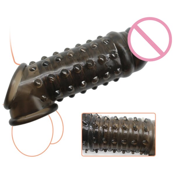 Préservatifs de pénis réutilisables, anneaux d'extension, retarde l'éjaculation, manchons de coq, couverture de gland en Silicone, jouets sexuels pour hommes – Image 2
