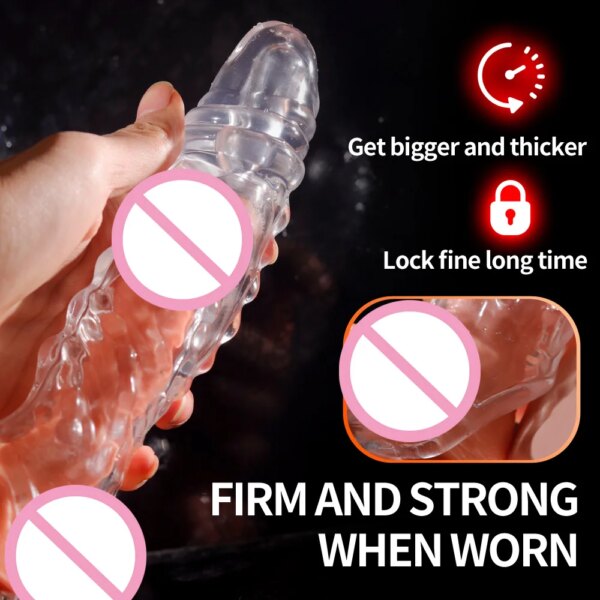 Préservatifs vibrants sans fil, retard d'agrandissement pour hommes, gode vibrateur réutilisable, manchon d'anneau de pénis, jouet sexuel pour adulte, produit sexuel 2024 – Image 5
