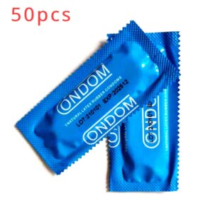 Préservatif à l'acide hyaluronique, 50 pièces, lubrification en Latex naturel, retard Ultra fin, manchons pour pénis sexuel, fournitures de contraception, jouet sexuel pour adultes