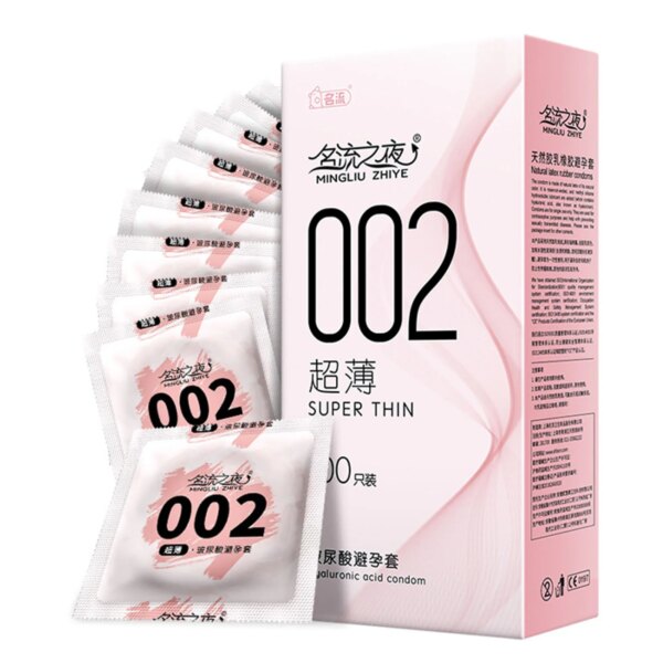 Préservatif à l'acide hyaluronique, manchons de pénis Ultra fins, en Latex naturel, contraception lisse, produits érotiques, jouets sexuels, 50/100 pièces – Image 2