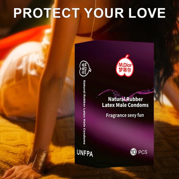 Préservatifs masculins 10 pièces, préservatif en Latex de caoutchouc naturel lubrifié de qualité supérieure pour la Protection contre la contraception et le STl, préservatifs ultra-fins pour hommes – Image 6