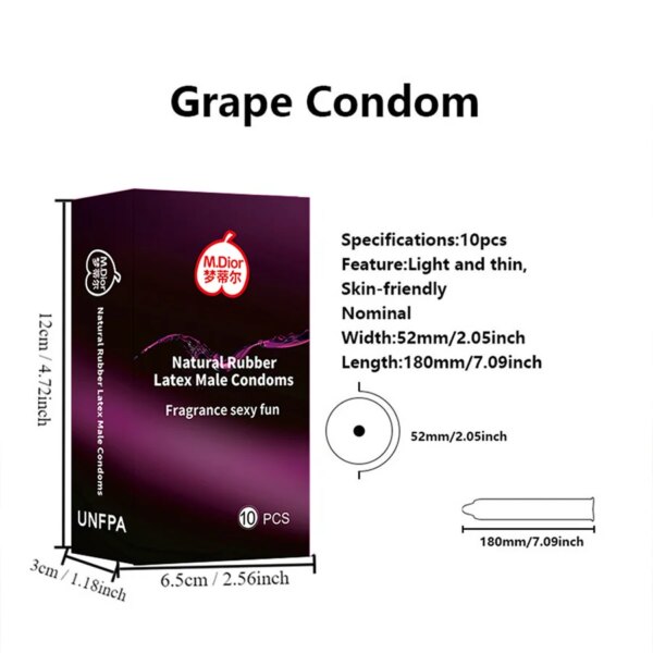 Préservatifs masculins 10 pièces, préservatif en Latex de caoutchouc naturel lubrifié de qualité supérieure pour la Protection contre la contraception et le STl, préservatifs ultra-fins pour hommes – Image 2