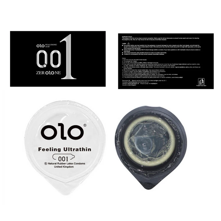 OLO préservatif Ultra mince 0.01 sensation manchon de pénis acides hyalurones caoutchouc Latex retard d'éjaculation préservatifs produit de jouet sexuel intime