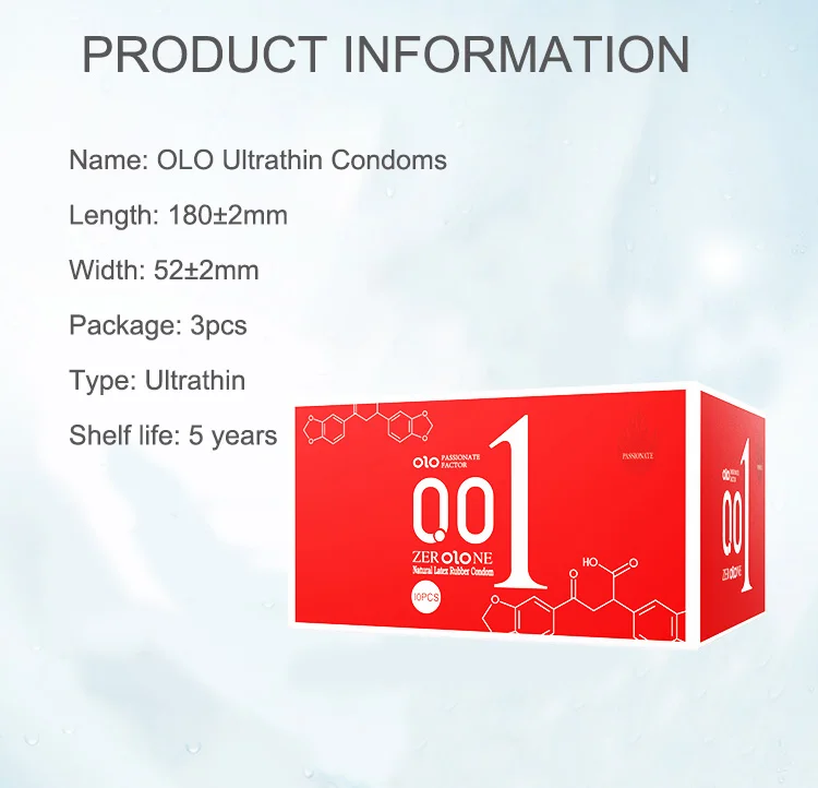 OLO préservatif Ultra mince 0.01 sensation manchon de pénis acides hyalurones caoutchouc Latex retard d'éjaculation préservatifs produit de jouet sexuel intime