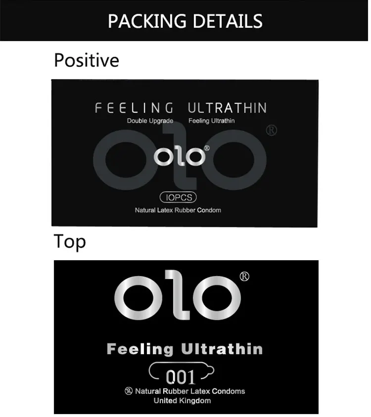 OLO préservatif Ultra mince 0.01 sensation manchon de pénis acides hyalurones caoutchouc Latex retard d'éjaculation préservatifs produit de jouet sexuel intime