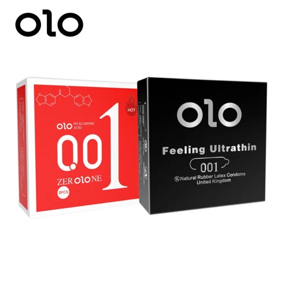 OLO préservatif Ultra mince 0.01 sensation manchon de pénis acides hyalurones caoutchouc Latex retard d'éjaculation préservatifs produit de jouet sexuel intime – Image 5