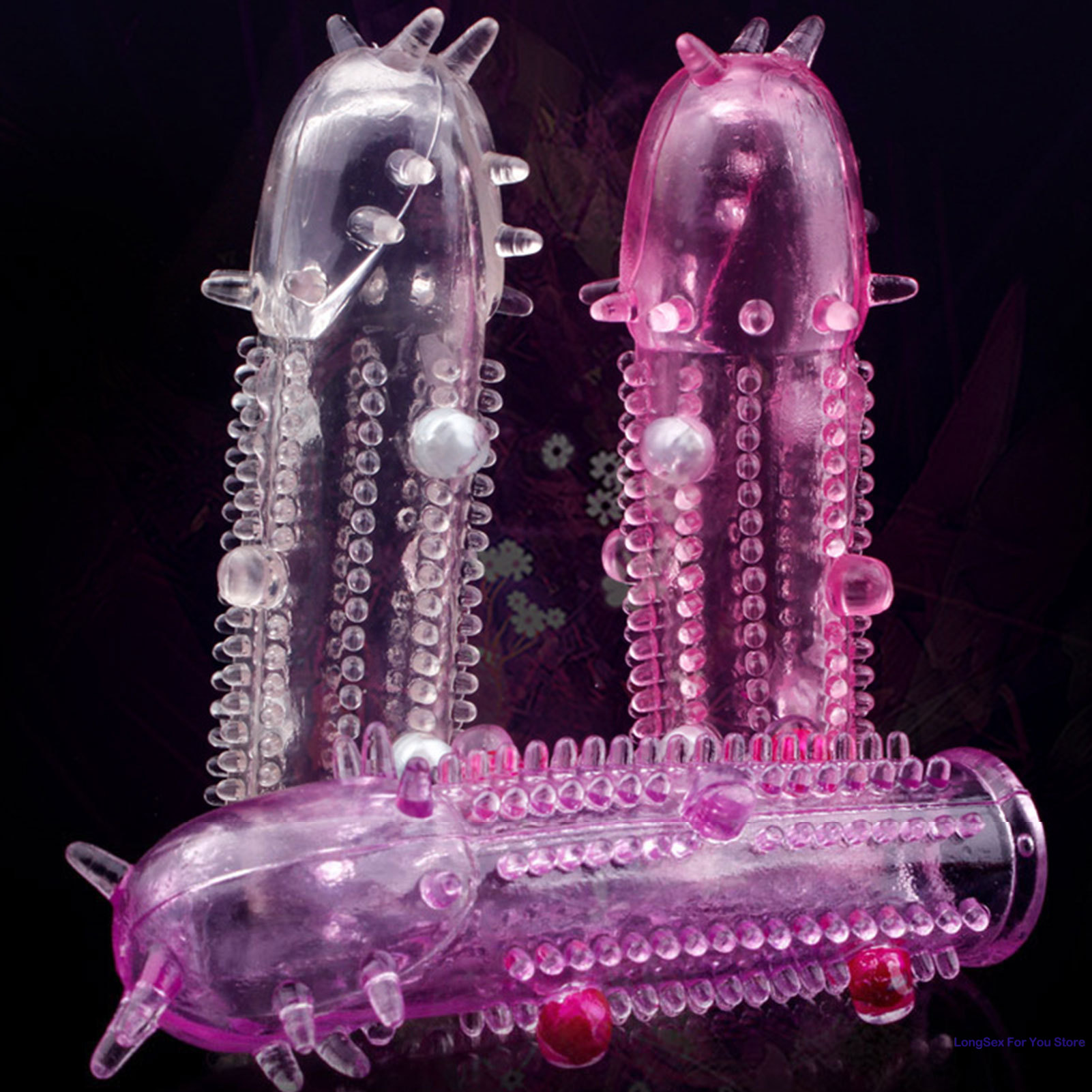 Préservatifs de pénis de masse de cristal de grosses particules 3D avec des épines agrandisseur de pénis épais retarder l'éjaculation anneau de coq pour les Couples de la vie sexuelle