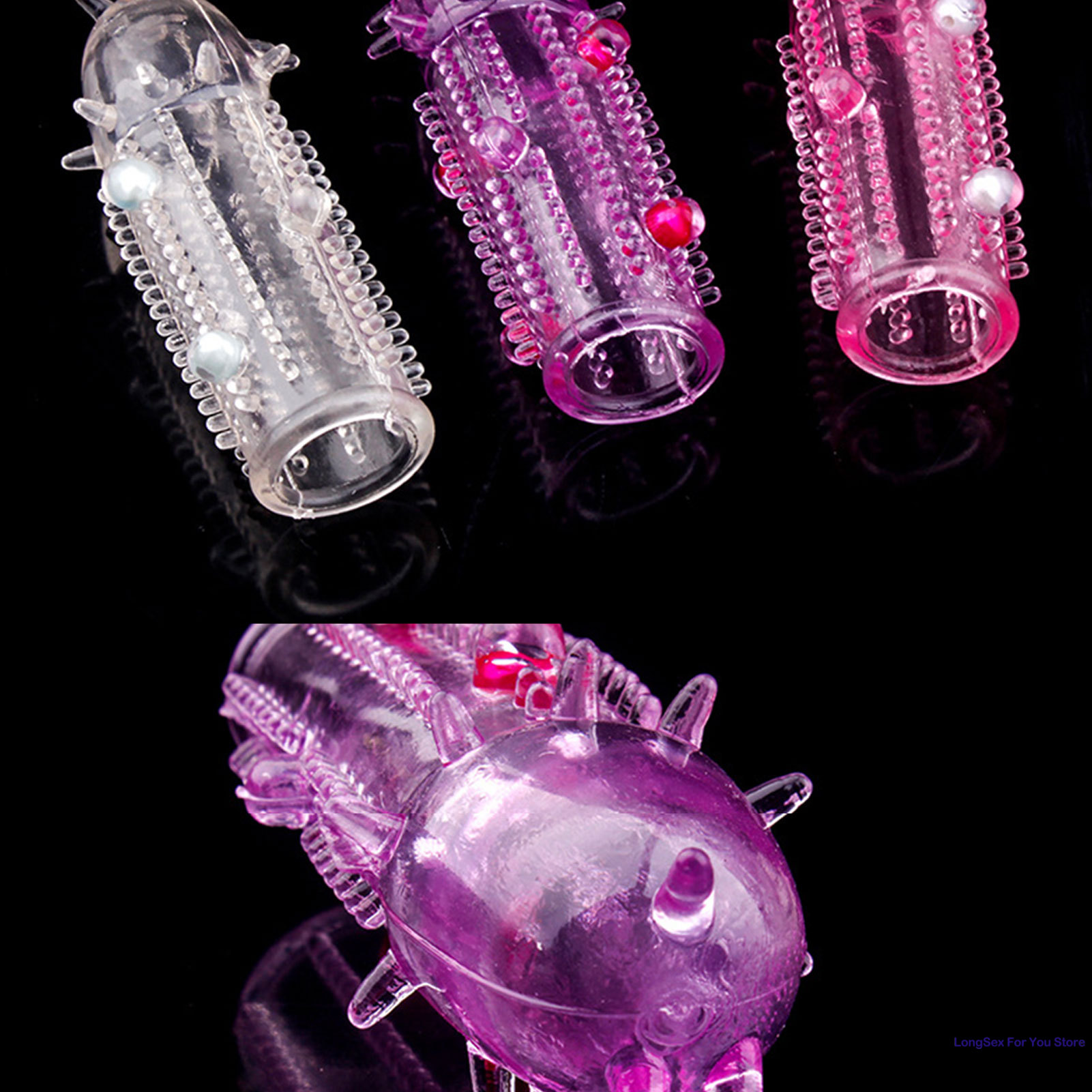 Préservatifs de pénis de masse de cristal de grosses particules 3D avec des épines agrandisseur de pénis épais retarder l'éjaculation anneau de coq pour les Couples de la vie sexuelle