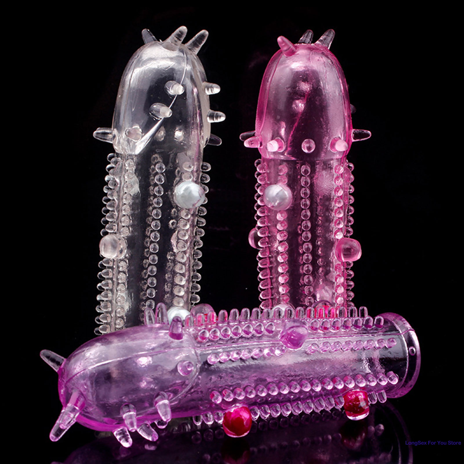 Préservatifs de pénis de masse de cristal de grosses particules 3D avec des épines agrandisseur de pénis épais retarder l'éjaculation anneau de coq pour les Couples de la vie sexuelle