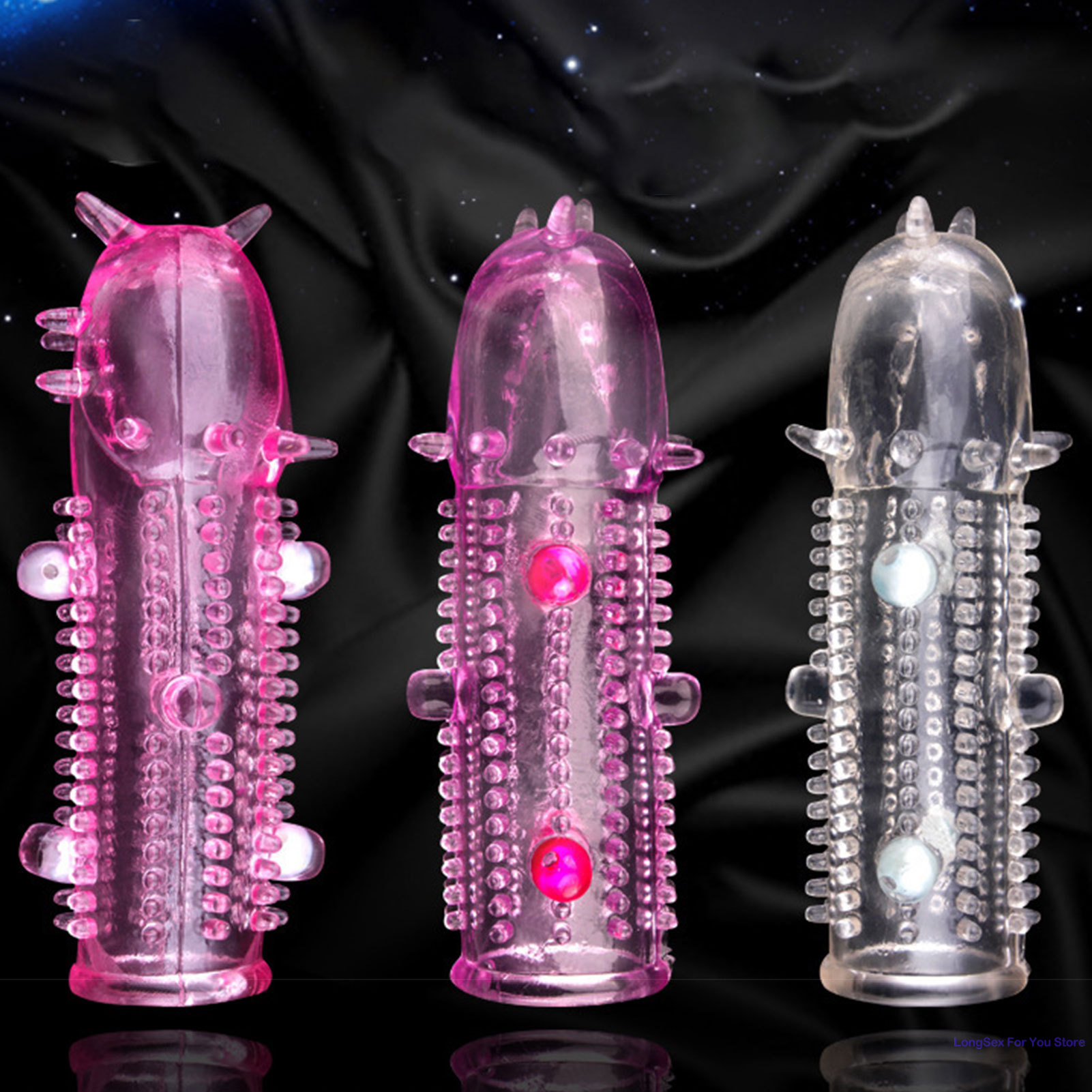 Préservatifs de pénis de masse de cristal de grosses particules 3D avec des épines agrandisseur de pénis épais retarder l'éjaculation anneau de coq pour les Couples de la vie sexuelle