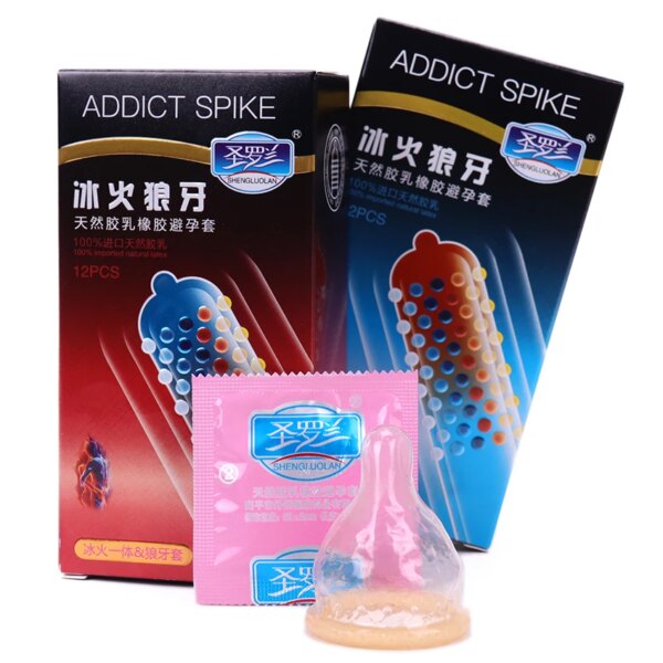 10/12 pièces préservatif érotique glace et sensation chaude grosses particules pointes préservatif G Point Stimulation Sexshop Contraception pour hommes jouet sexuel – Image 2