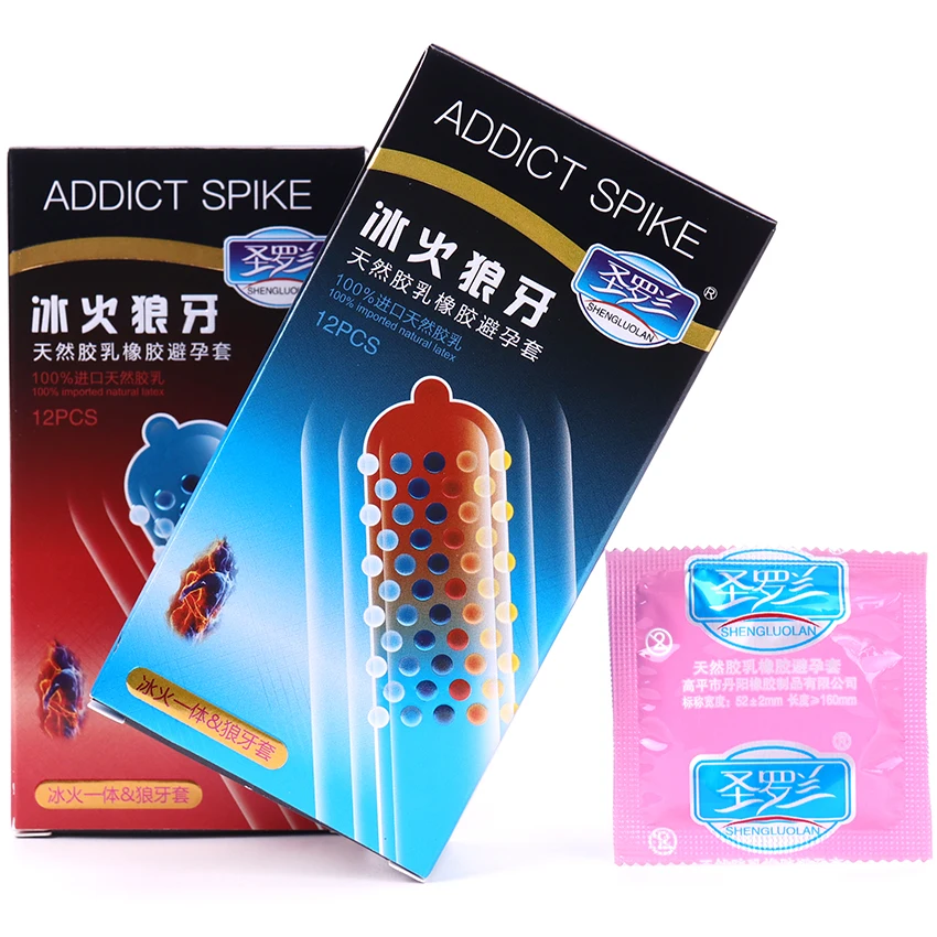 10/12 pièces préservatif érotique glace et sensation chaude grosses particules pointes préservatif G Point Stimulation Sexshop Contraception pour hommes jouet sexuel