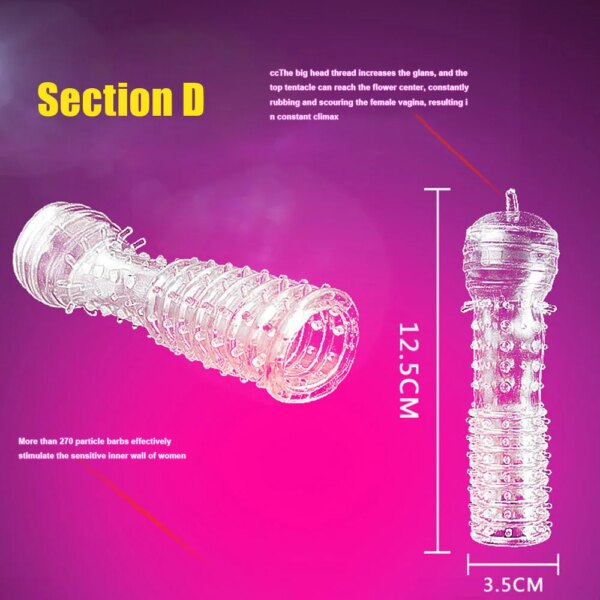Manchon de Pénis Réutilisable pour Homme, Jouets Sexuels, Retardement de l'Éjaculation, Épaisseur du Point G, Contraception Plus Sûre, Extension d'Anneau de Bite – Image 5