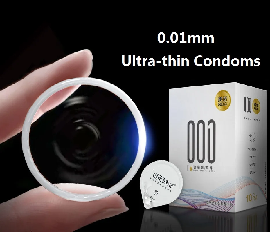 Préservatif Ultra mince pour homme, jouet sexuel pour adulte, produit sexuel à haute sensibilité, avec filetage, point G, manchon de pénis durable, 0.01