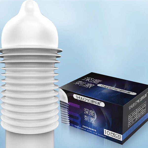 10 pièces préservatif fileté jouets sexuels pour hommes pointillé Spike Latex Stimulation vaginale Massage préservatifs manchon de pénis adultes produits sexuels – Image 2