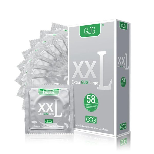 Préservatifs Ultra fins Extra Large de 58mm, jouets pour adultes pour hommes, 10 pièces XXL, manchon de pénis point G, produits sexuels Super lisses – Image 2