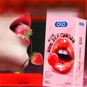 OLO 10 pièces préservatifs sexuels buccaux avec goût de fraise sexe sûr manchon de pénis préservatif produits intimes langue sexe lécher bite jouets pour adulte