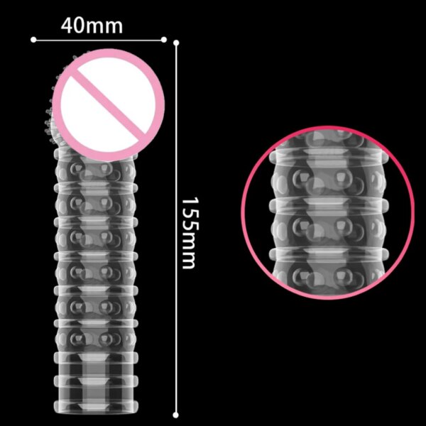 Préservatifs à pointes réutilisables, manchons d'extension de pénis, jouets sexuels pour hommes, retarde l'éjaculation, jouets sexuels, agrandissement du verrouillage du sperme, anneau pénien 18 + – Image 5