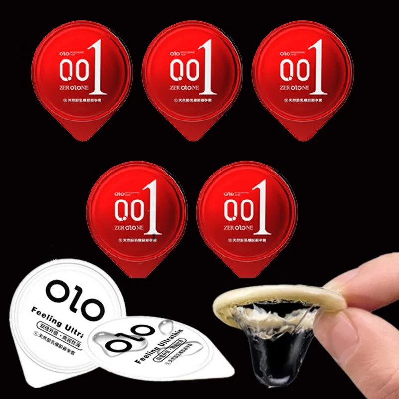 OLO préservatifs Ultra fins pour hommes sans boîte préservatif sensible acide hyaluronique manches de pénis sûres Contraception coq jouets sexuels adulte 18 +